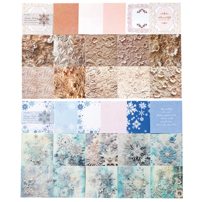 Papier voor kaarten maken en scrapbook vintage reliëf set