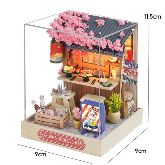 Zelfbouw miniatuurhuisje Houten Poppenhuis met LED Verlichting en Kamerdecoratie - QT-041