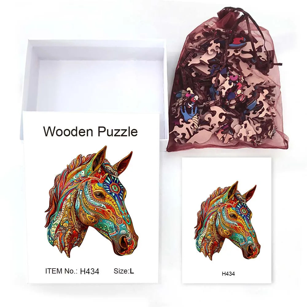 Houten figuren puzzel paard – uniek design in geschenkdoos