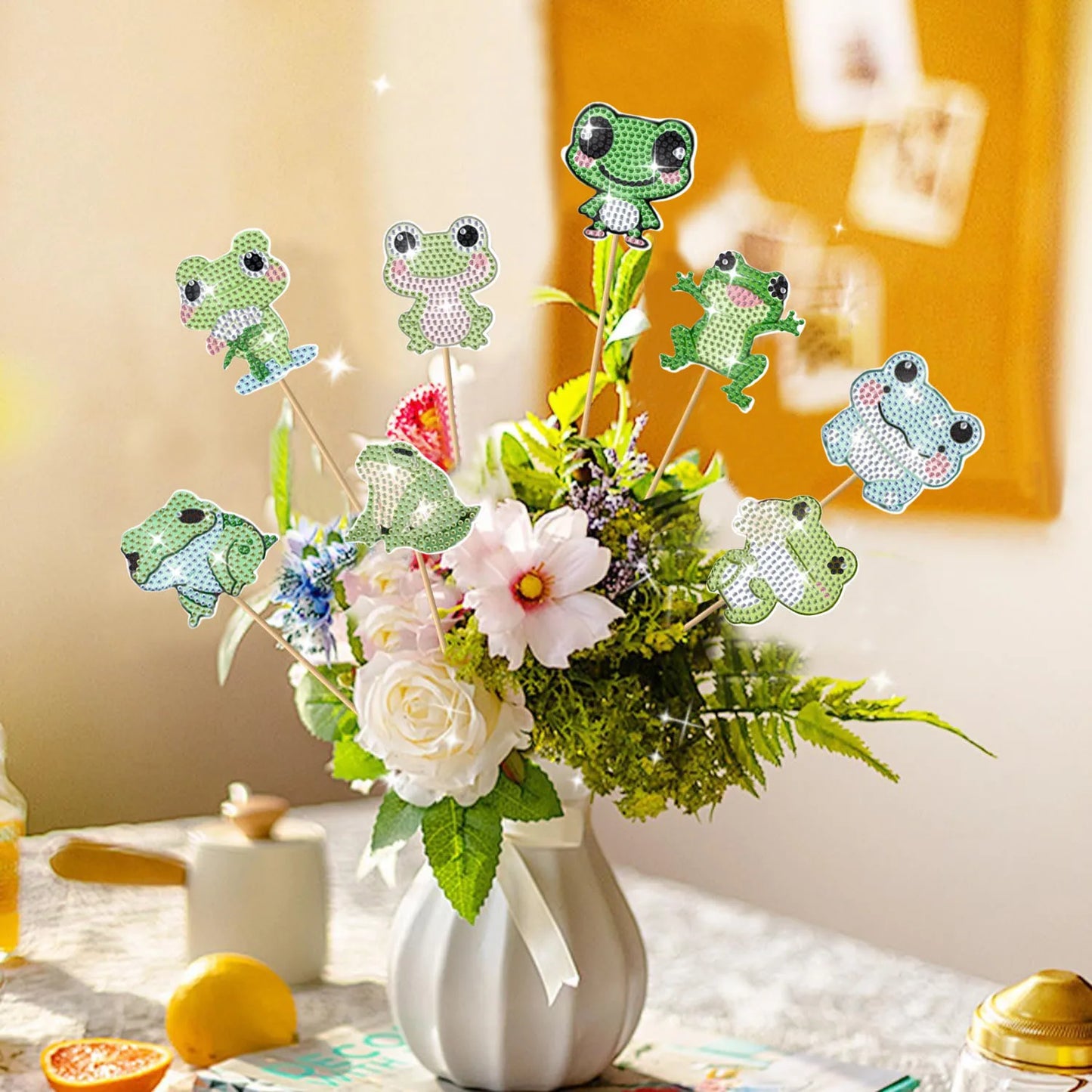Diamond Painting Plantenstekers Kikkers voor Tuin en Decoratie