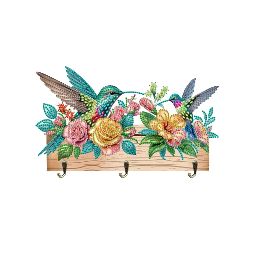 Diamond Painting Kapstok/Sleutelrek met Dierenprint en 3 Haken