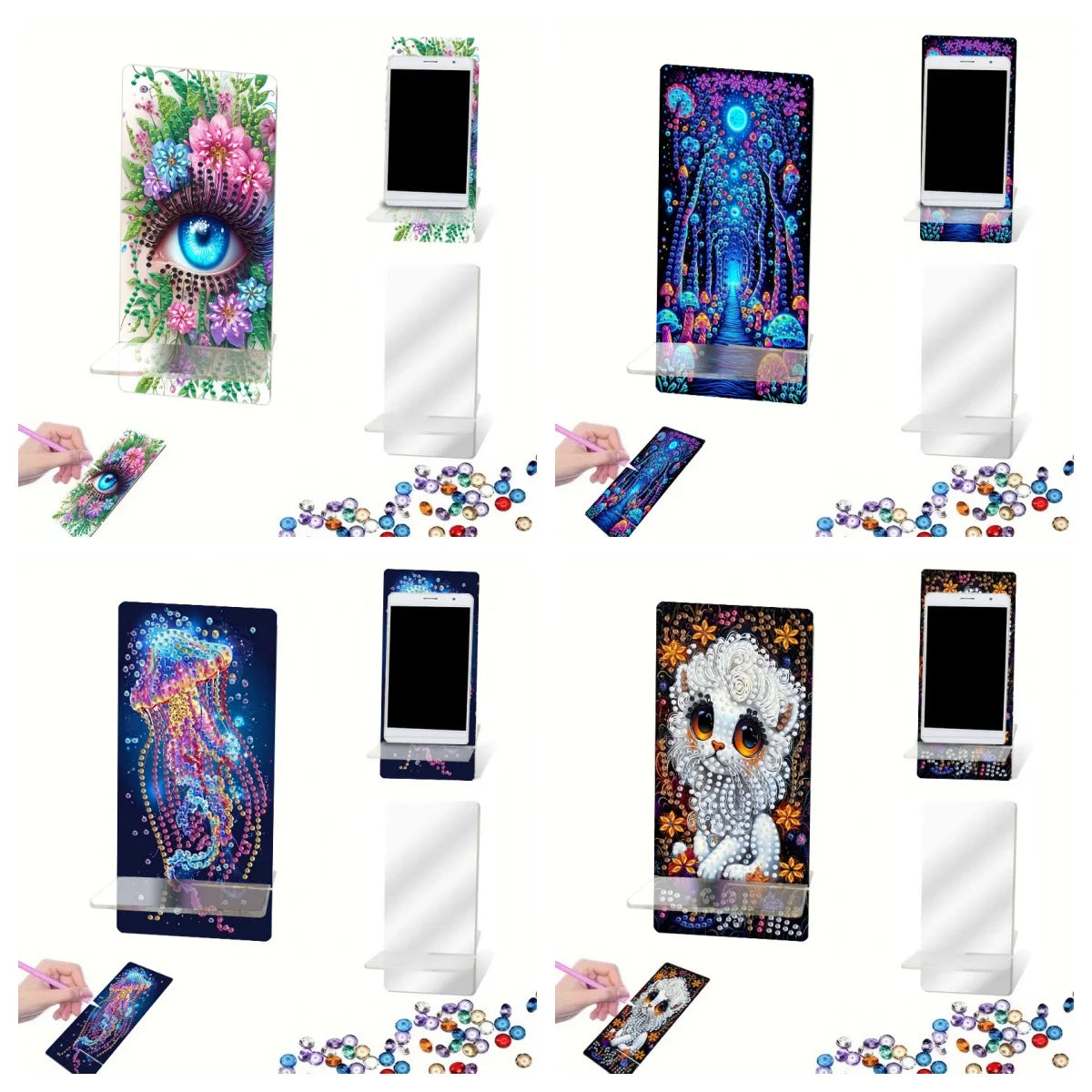 Diamond Painting Telefoon standaard met paddenstoel en ogen design