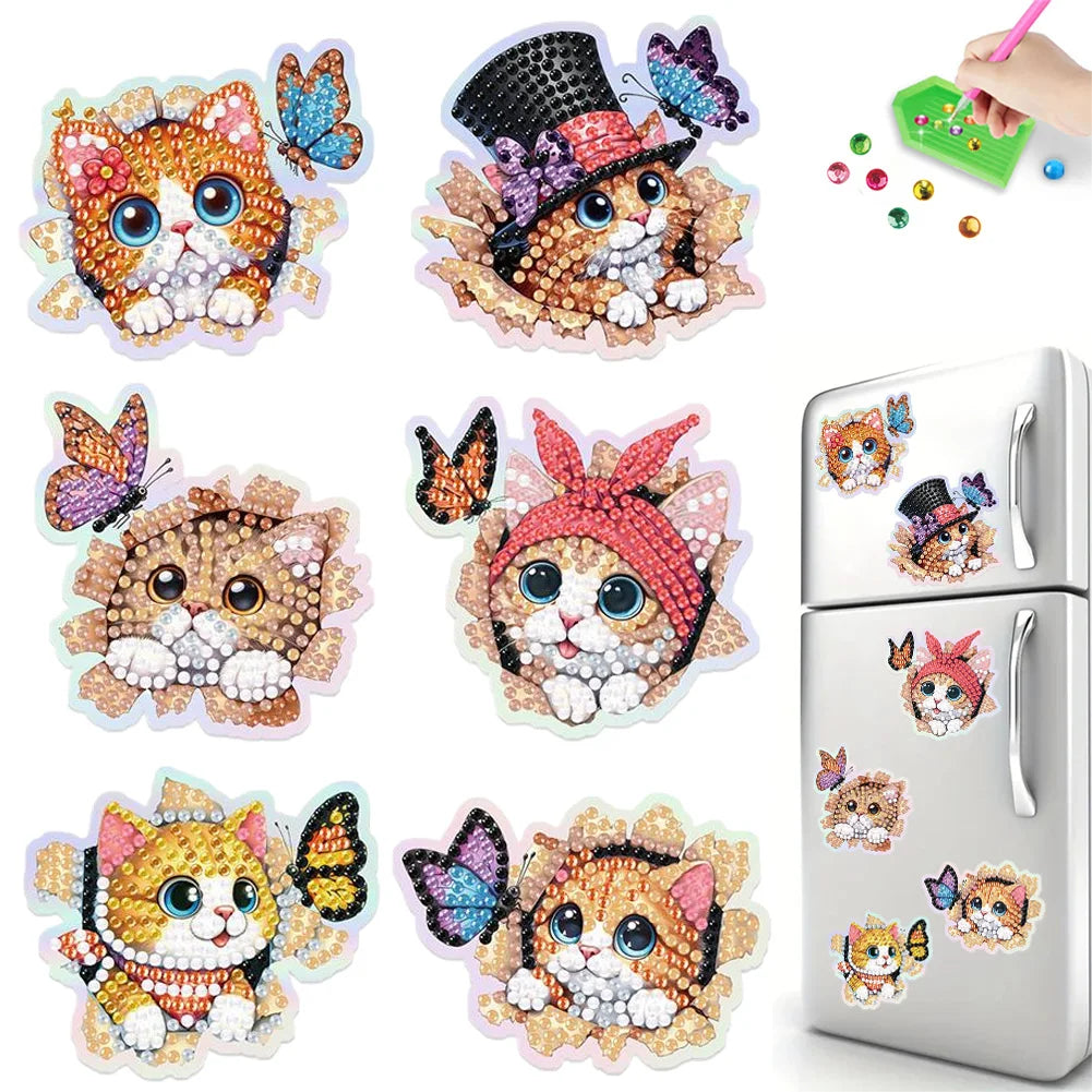 Diamond Painting Magneten - Set van 6 Dieren Magneten voor Koelkast en Decoratie