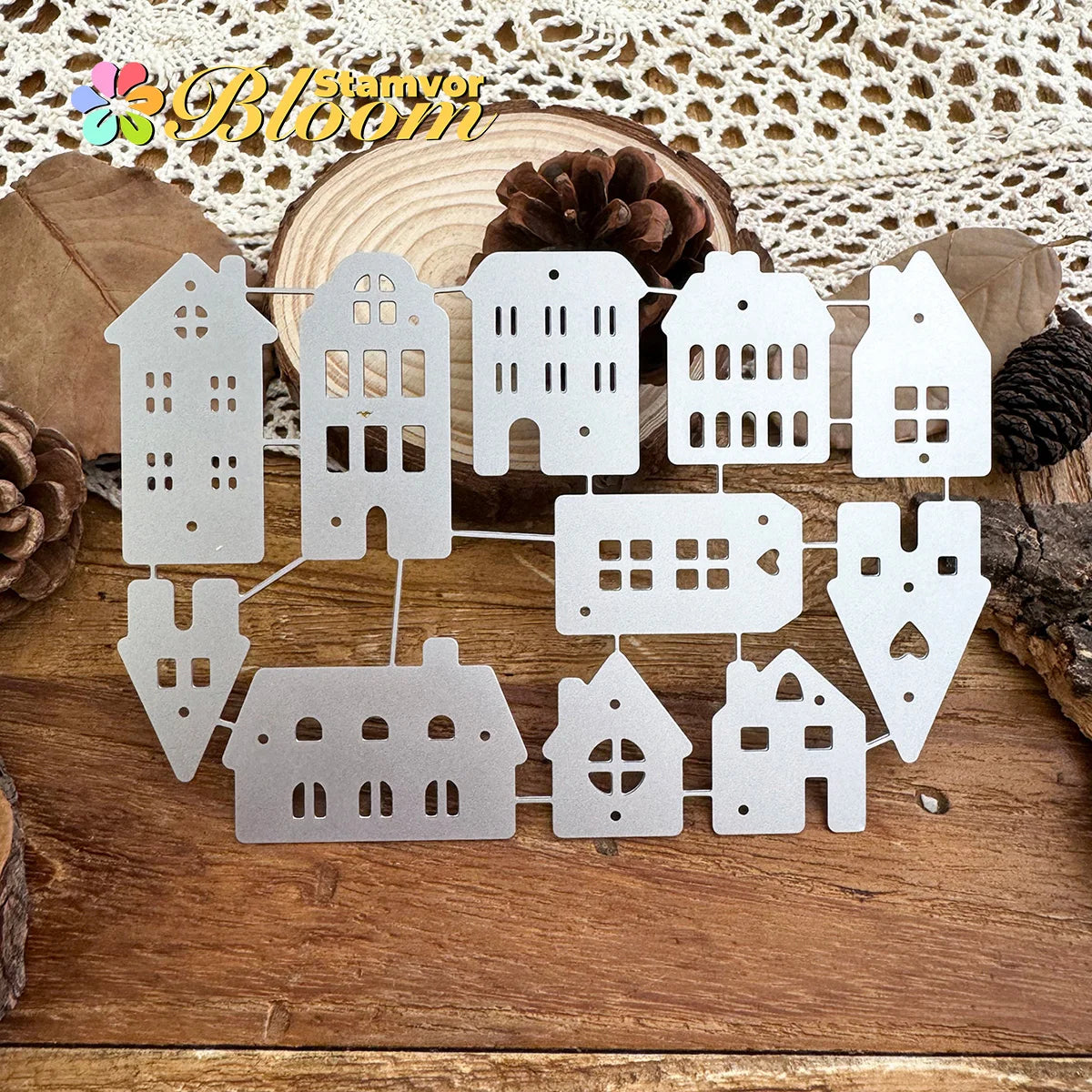 Snijmallen Straatbeeld Huizen voor Scrapbooking en Creatieve Decoratie