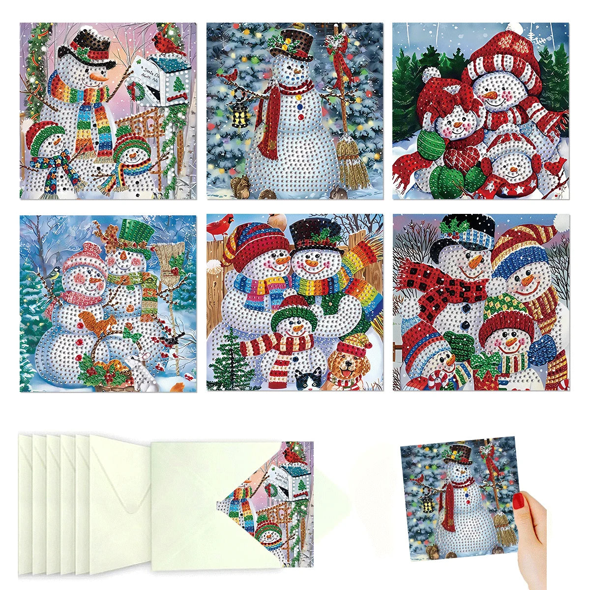 Diamond Painting Kerstkaarten set – 6 kerstkaarten met enveloppen - HK079