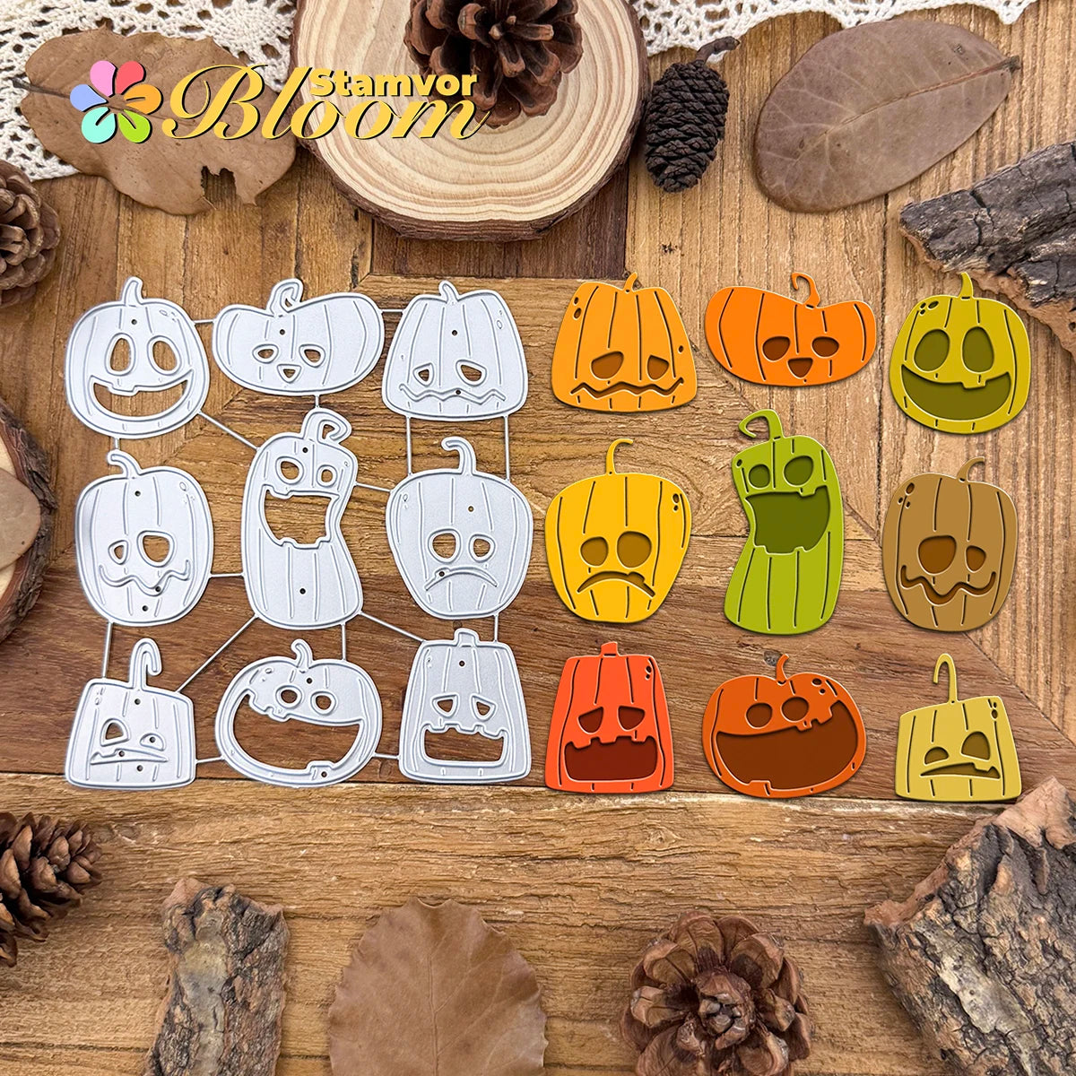 Snijmal Halloween Pompoenen Grappig Ontwerp voor Scrapbooking en Kaartdecoratie