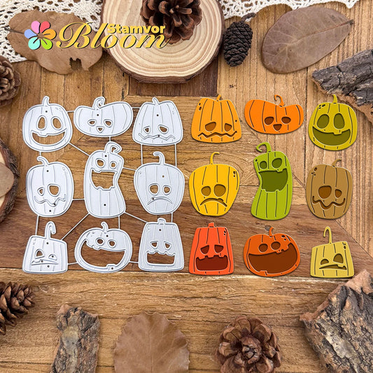 Snijmal Halloween Pompoenen Grappig Ontwerp voor Scrapbooking en Kaartdecoratie