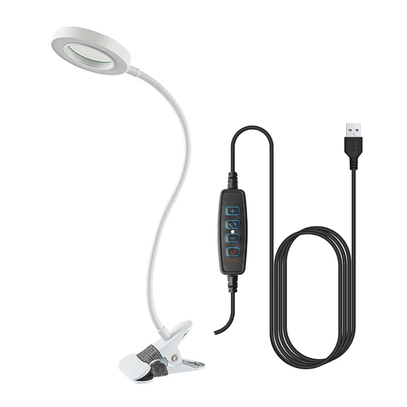 Diamond Painting Loeplamp met 5x Vergroting – LED Verlichting, 3 Lichtstanden & 10 Helderniveaus – USB Aangedreven