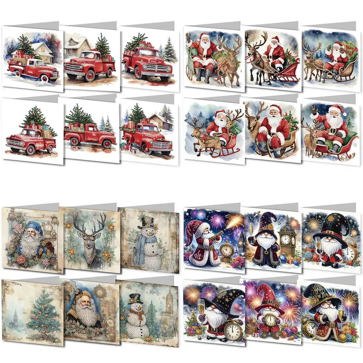 Diamond Painting Kerstkaarten set 6 stuks voor kerst en nieuwjaar