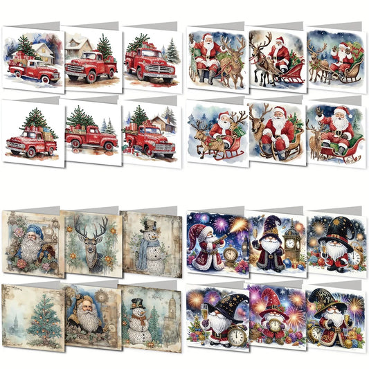 Diamond Painting Kerstkaarten set 6 stuks voor kerst en nieuwjaar