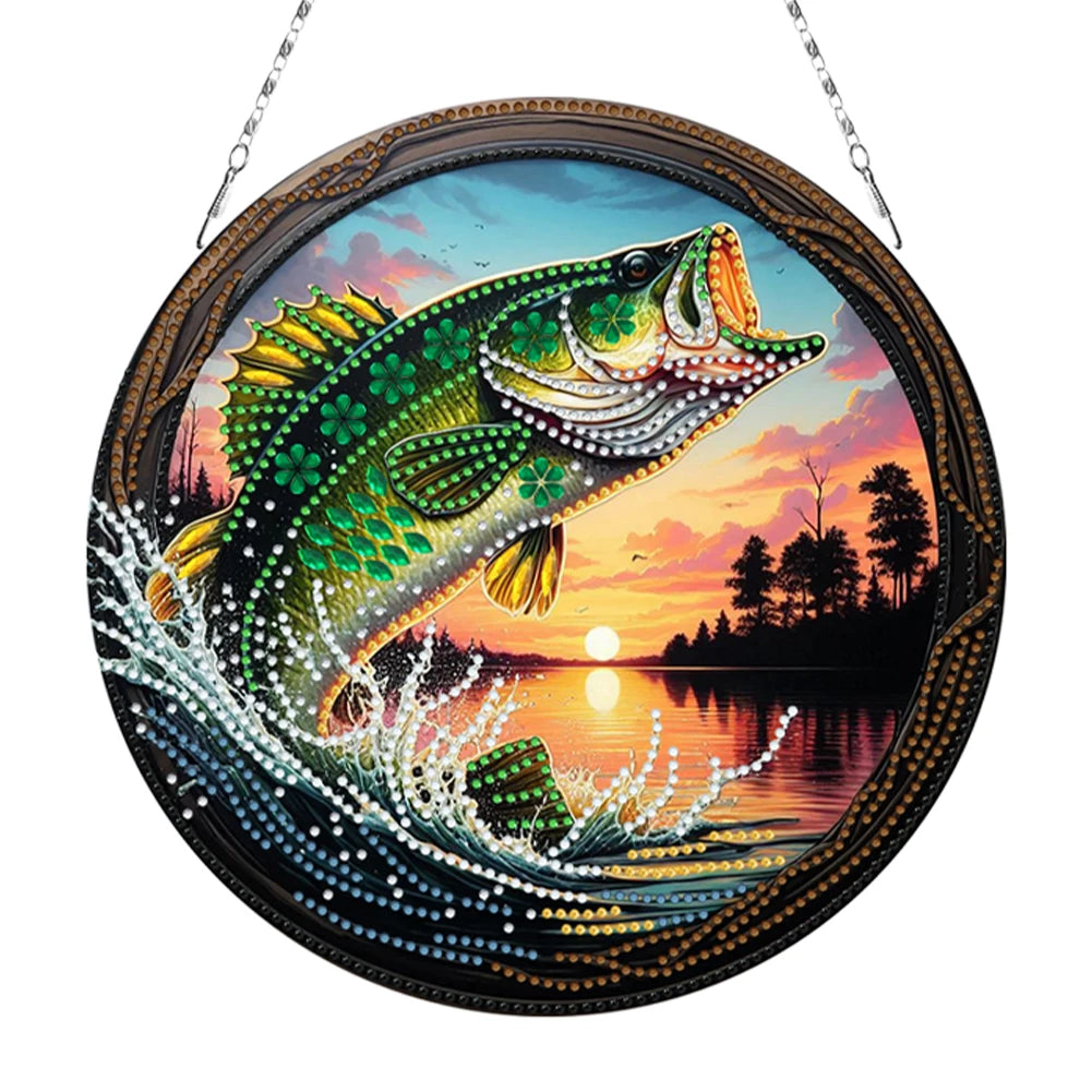 Diamond Painting Hangend ornament raamdecoratie met steentjes - KJ0410 Vis