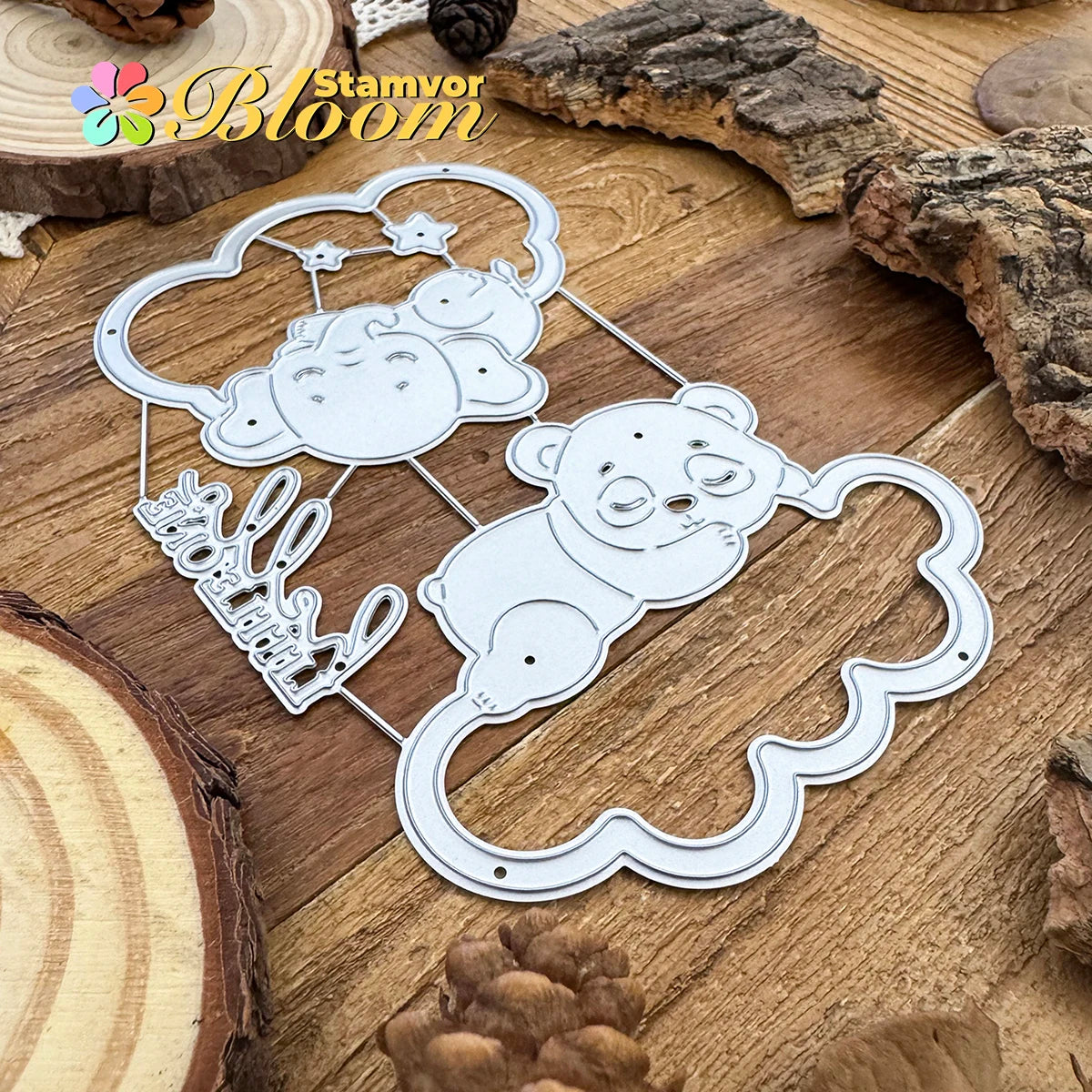 Metalen snijmal Hello Little One dieren wolken baby decoratie