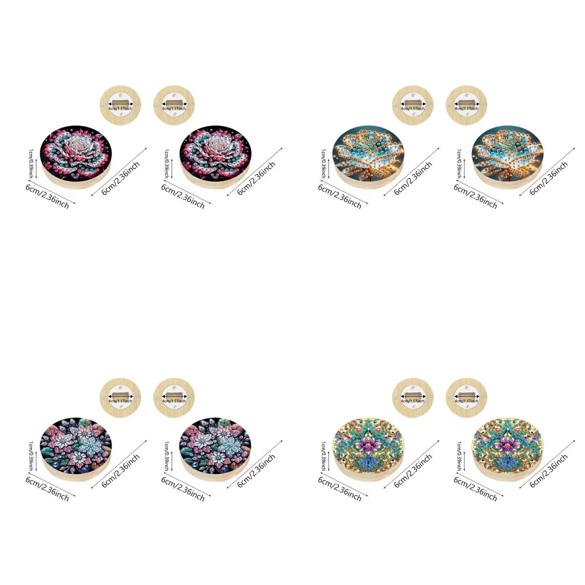 Diamond Painting Flesopener Houten Rond Bieropener Decoratief