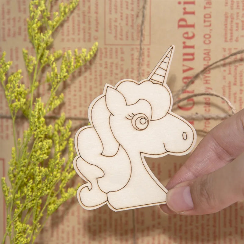 Houten figuren om zelf te kleuren – Unicorn set 10 stuks