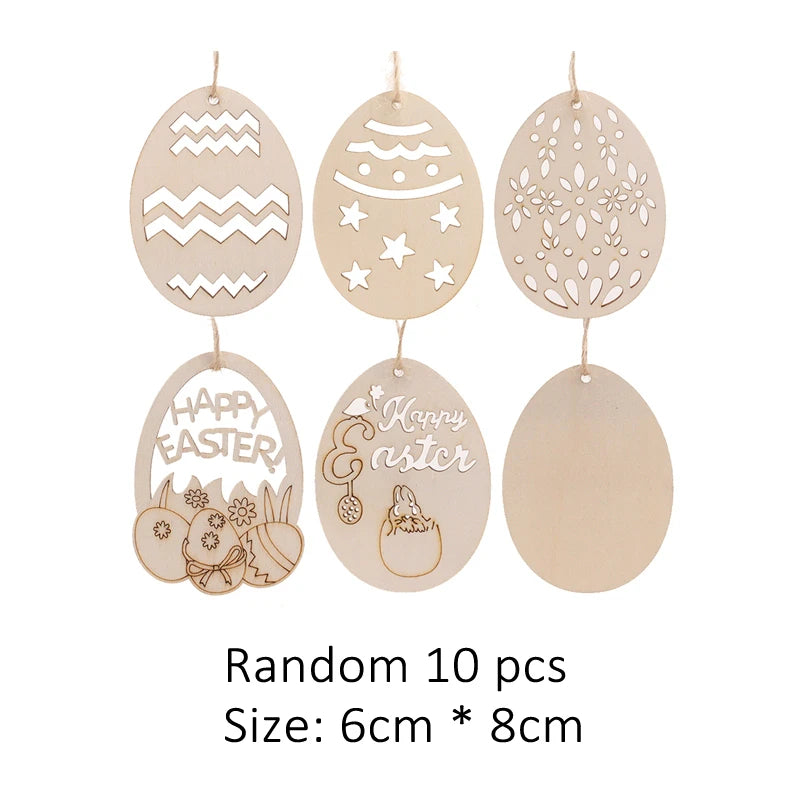 Houten figuur om zelf te schilderen/kleuren – 10 stuks eivormige hangers voor Pasen