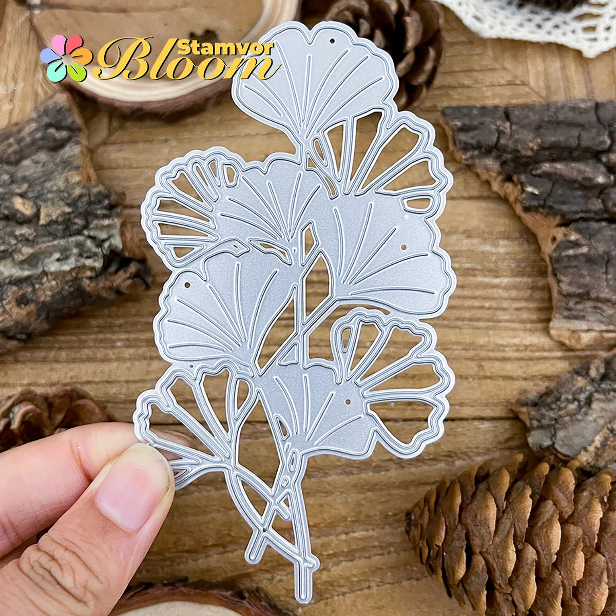 Snijmal Ginkgo Biloba Bladeren en Bloemen Metalen Stanssjabloon
