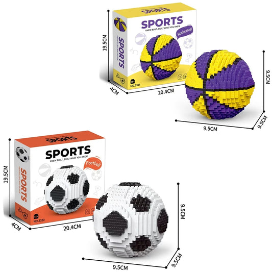 Bouwpakket Sport – Voetbal & Basketbal Blokjesmodel voor Fans