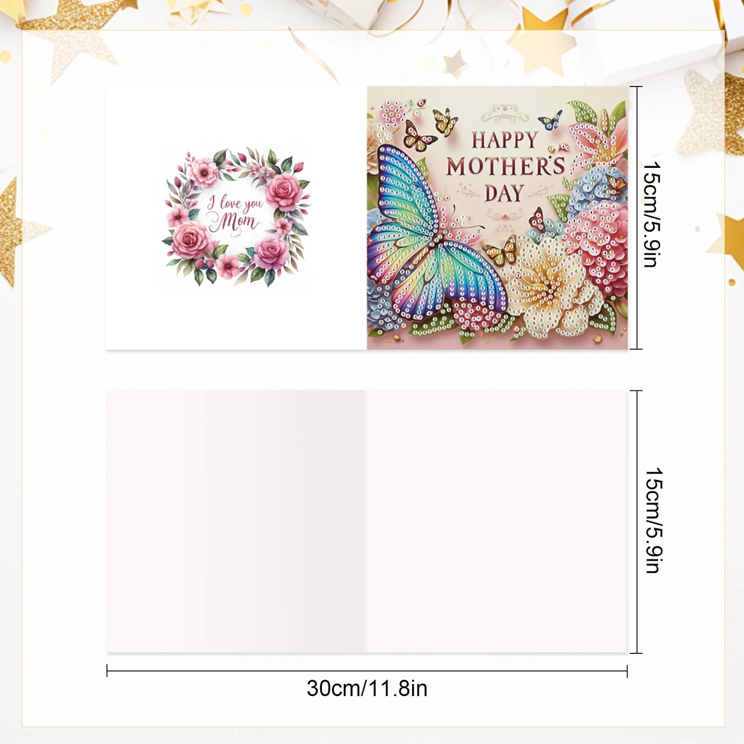 Diamond Painting Wenskaarten set Moederdag met enveloppen 6 stuks