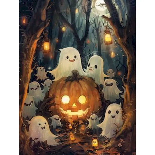 Schilderen op nummer Feestdagen - Halloween Spookbos met Pompoen - 9961717