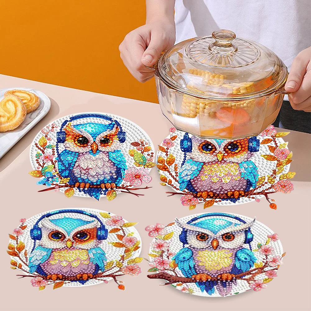 Diamond Painting Placemats Uil Vorm Set van 4