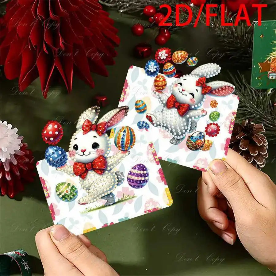 Diamond Painting Wenskaarten Pasen met Paashaas en Eieren