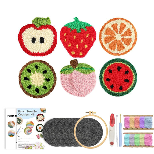 Punch Needle pakket Fruit Onderzetters 6 Stuks