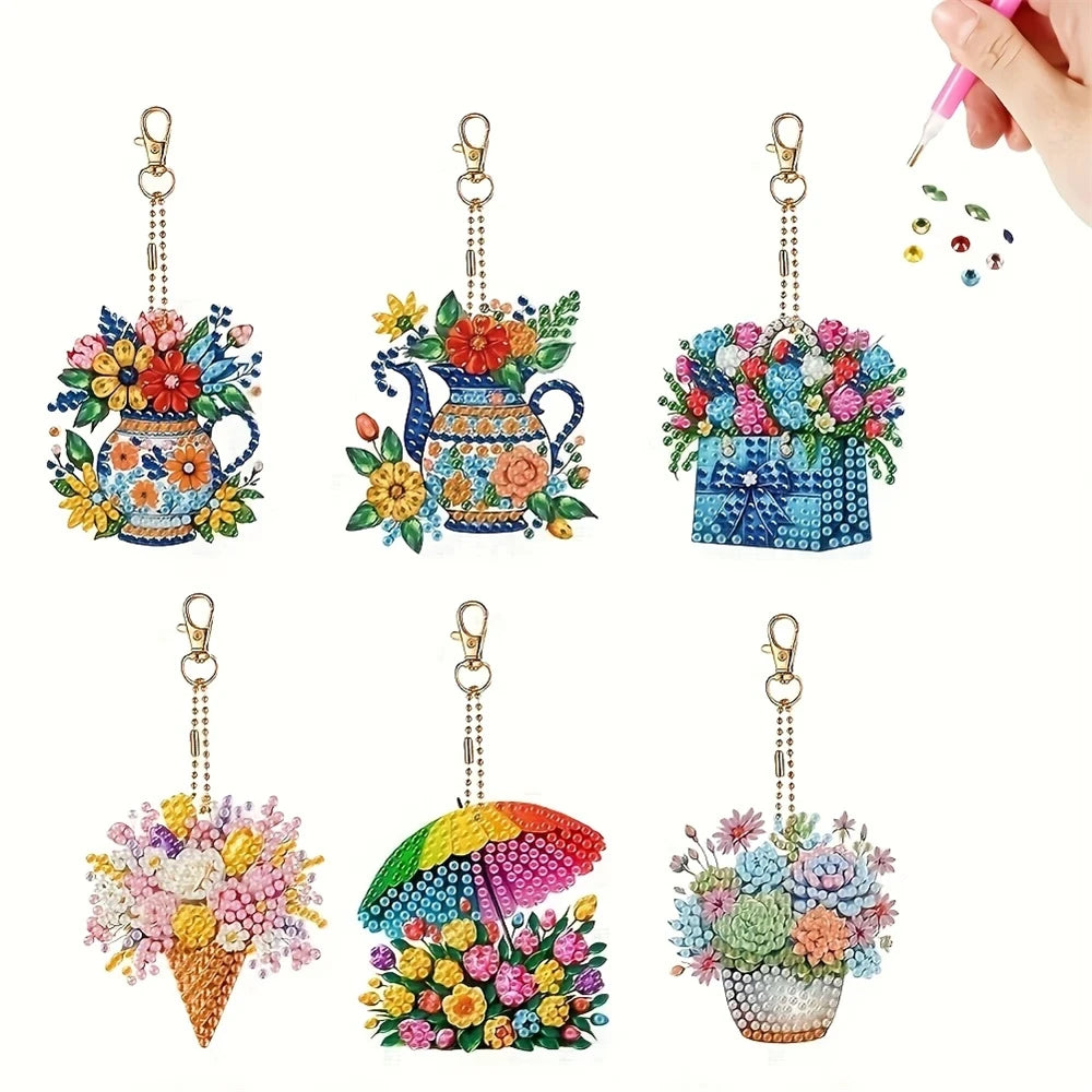 Diamond Painting Sleutelhanger set Dieren & Mandala 6 Stuks