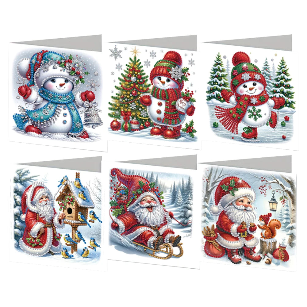 Diamond Painting Kerstkaarten set 6 stuks – Creatieve Kerst wenskaarten