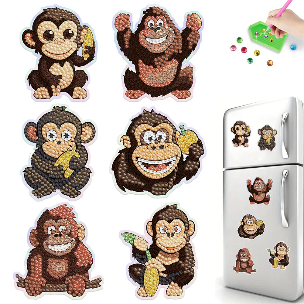 Diamond Painting Magneten - Set van 6 Dieren Magneten voor Koelkast en Decoratie