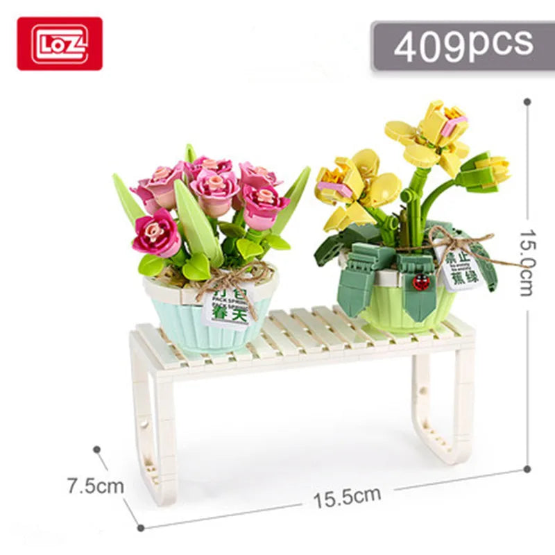 Bouwpakket Bloemenboeket met Rozen – Creatieve Bloemen Bouwstenen Set