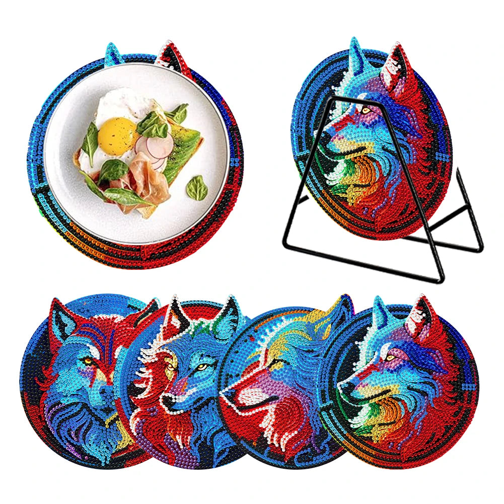 Diamond Painting Placemat met Bloemen en Koe Design – Set van 4