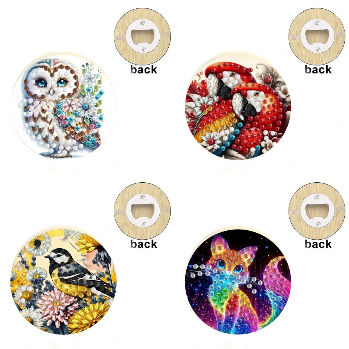 Diamond Painting Flesopener Rond Hout Strass Decoratief