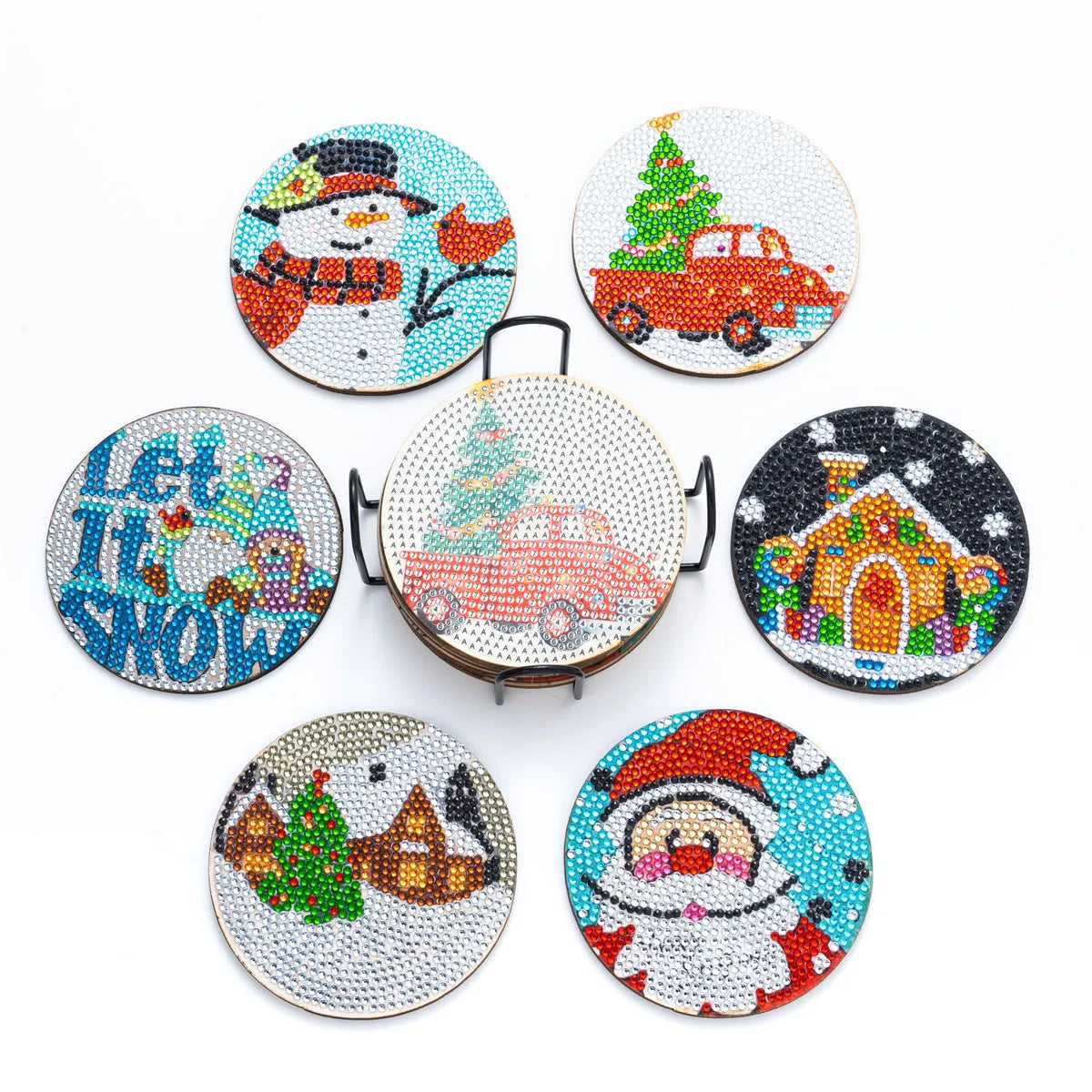 Diamond Painting Kerst Onderzetters met Houder – Creatief en Uniek Cadeau