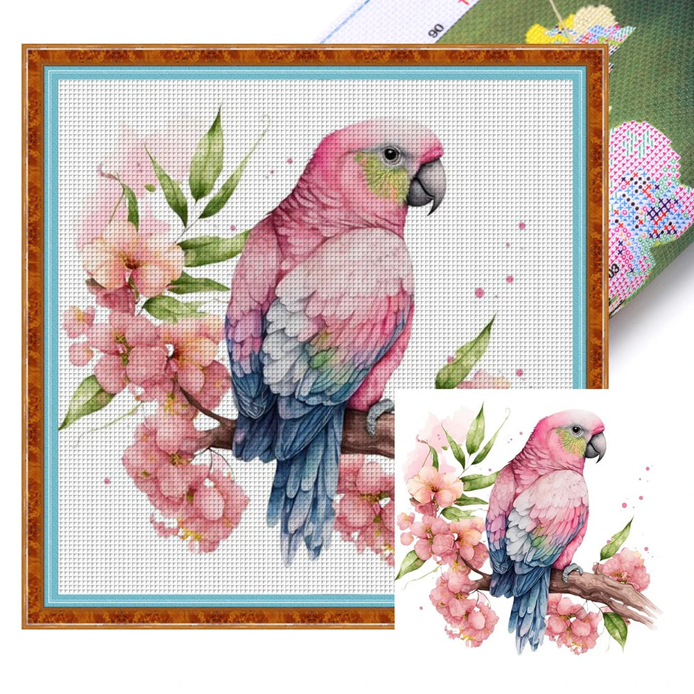 Borduurpakket dieren serie 20x20 cm met voorgedrukte canvas en katoendraad