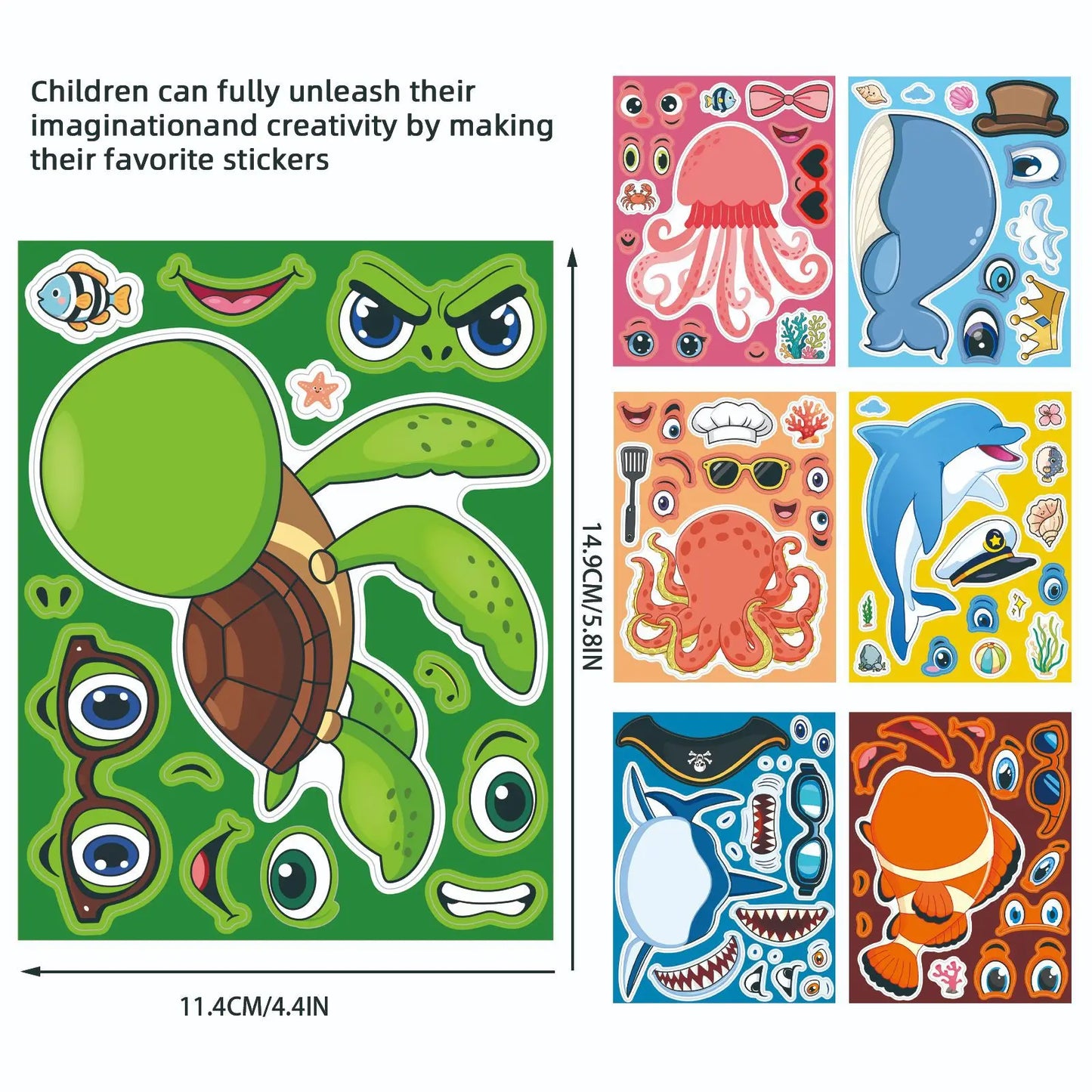 Sticker pret – Zeevriendjes puzzelstickers met grappige gezichten