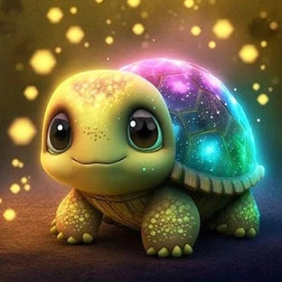 AB Diamond Painting met AB en Fairy dust steentjes – Schildpad Bloem