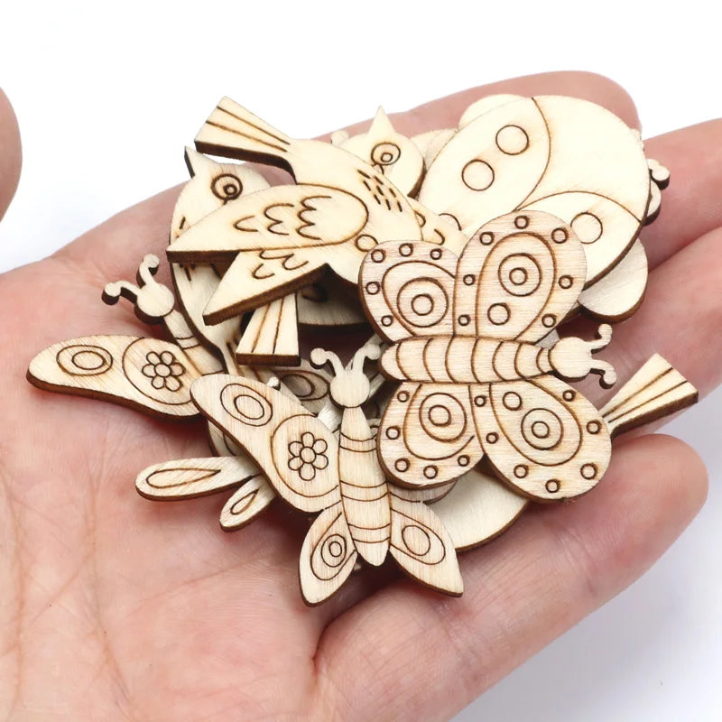 Houten figuur om zelf te kleuren/schilderen – Mix van 20 insecten