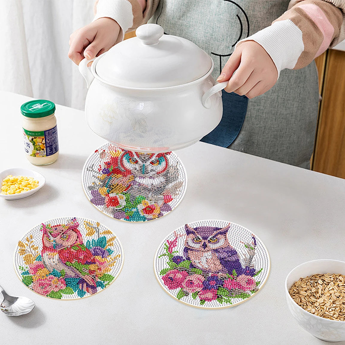 Diamond Painting Placemats Uil Motief Set van 3