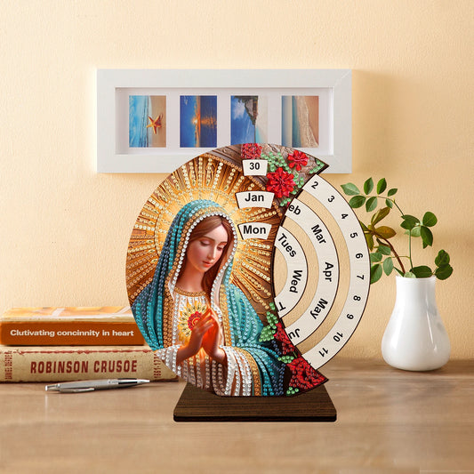 Diamond Painting Kalender Houten Kunstkit voor Bureau en Cadeau