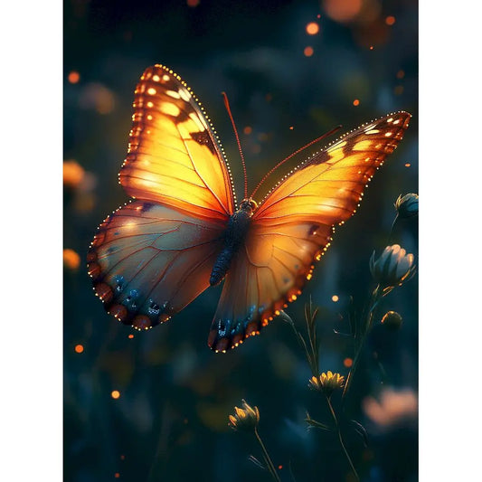 Schilderen op nummer Dieren - Vlinder met Kleurrijke Bloemen - 9966573