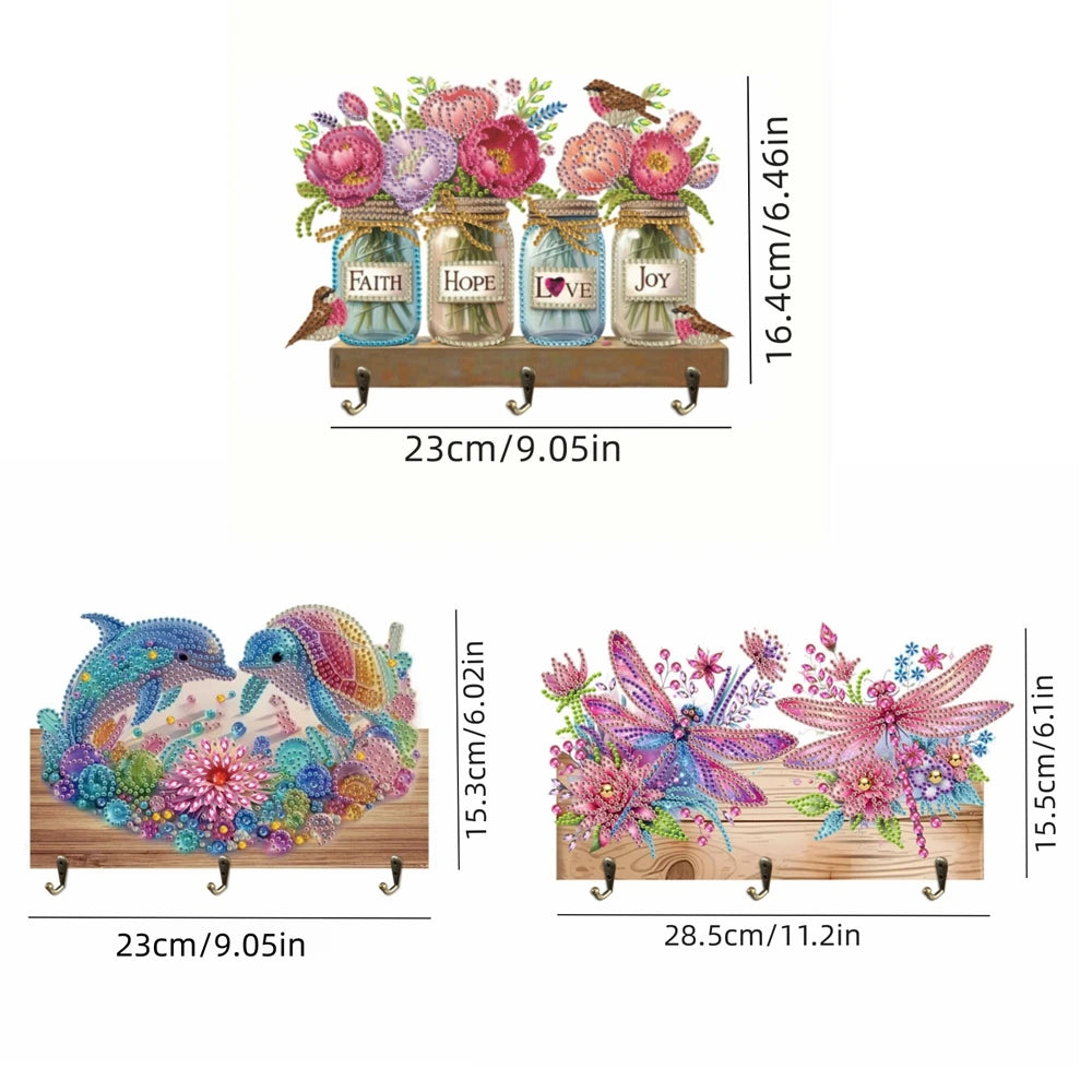 Diamond Painting Kapstok/Sleutelrek met 3 Haken Wandmontage Hout