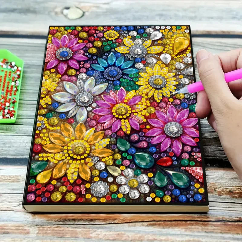 Diamond Painting Notitieboekje Bloemen PU Leer Strass Dagboek