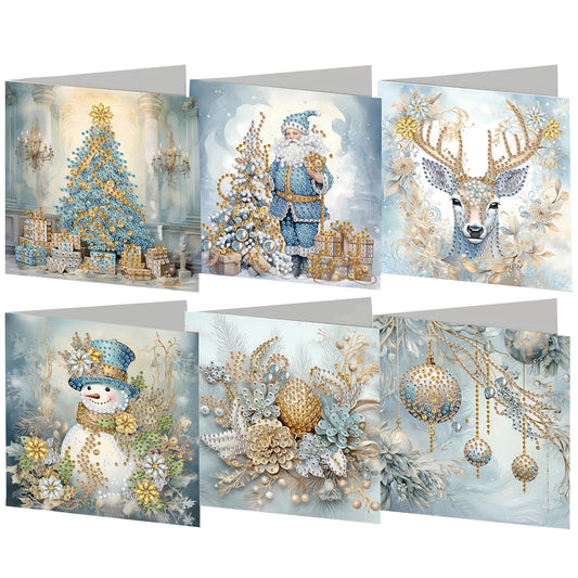 Diamond Painting Kerstkaarten set – 6 stuks creatieve kerstkaarten maken - HK028