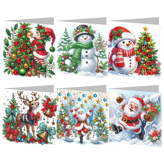 Diamond Painting Kaarten set 6 Kerstkaarten Compleet Knutselpakket - LY865