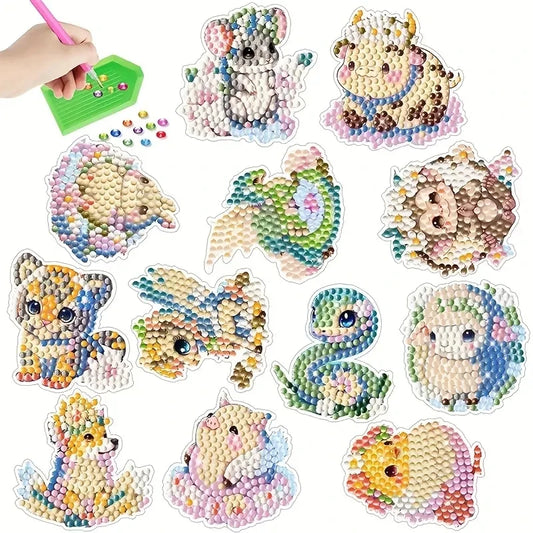 Diamond Painting Sticker set - Cartoon Dierenriem Dieren