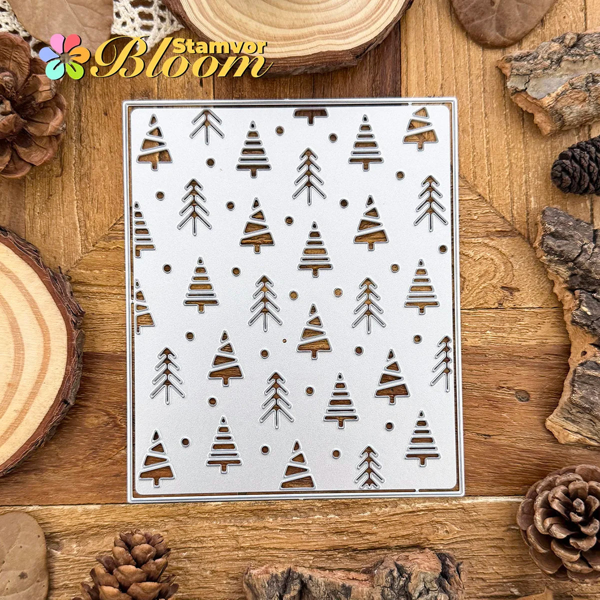 Snijmal kerstbomen vierkant frame achtergrond voor kaarten en scrapbooking