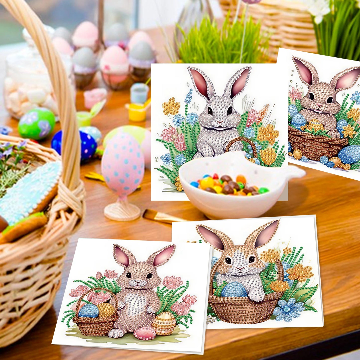 Diamond Painting Wenskaarten Pasen – Set van 6 creatieve kaarten