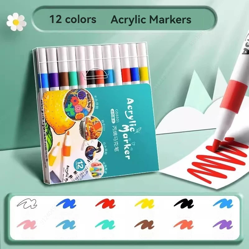 Stiften set acrylverf markers 12-80 kleuren voor steen, glas, hout en keramiek