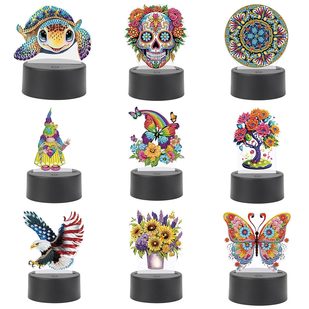 Diamond Painting Lamp met LED Verlichting – Creatieve Tafellamp met Steentjes en Uniek Design