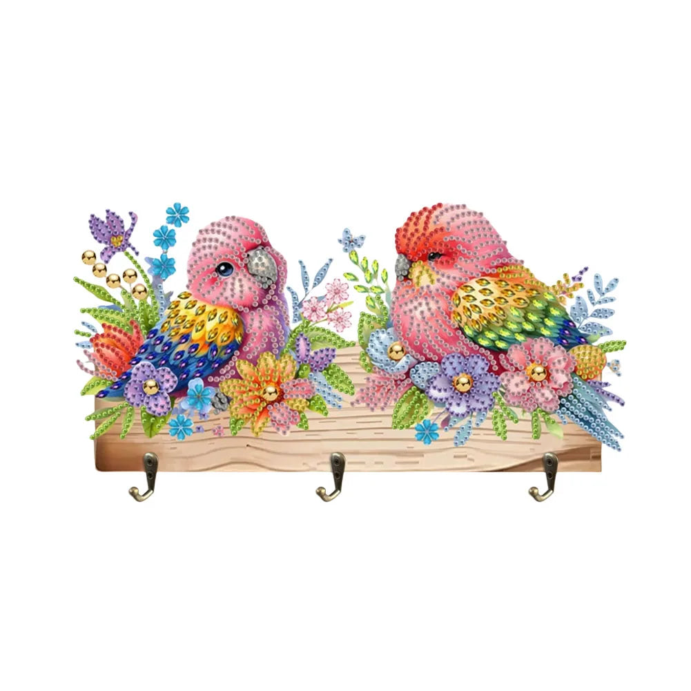 Diamond Painting Kapstok/Sleutelrek met Dierenprint en 3 Haken